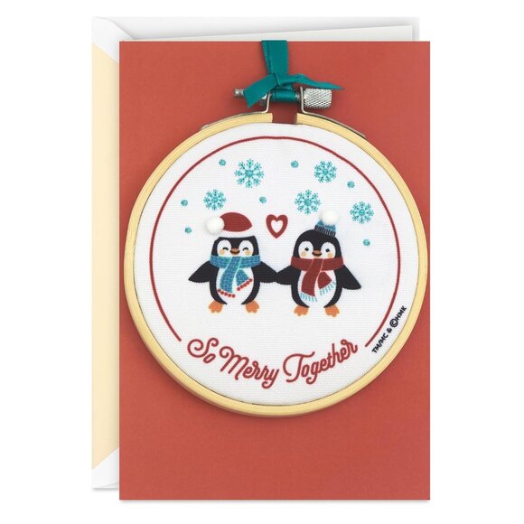 Hallmark Signature Christmas Card | Romantic Card | Penguin Ornament - Picture 1 of 7